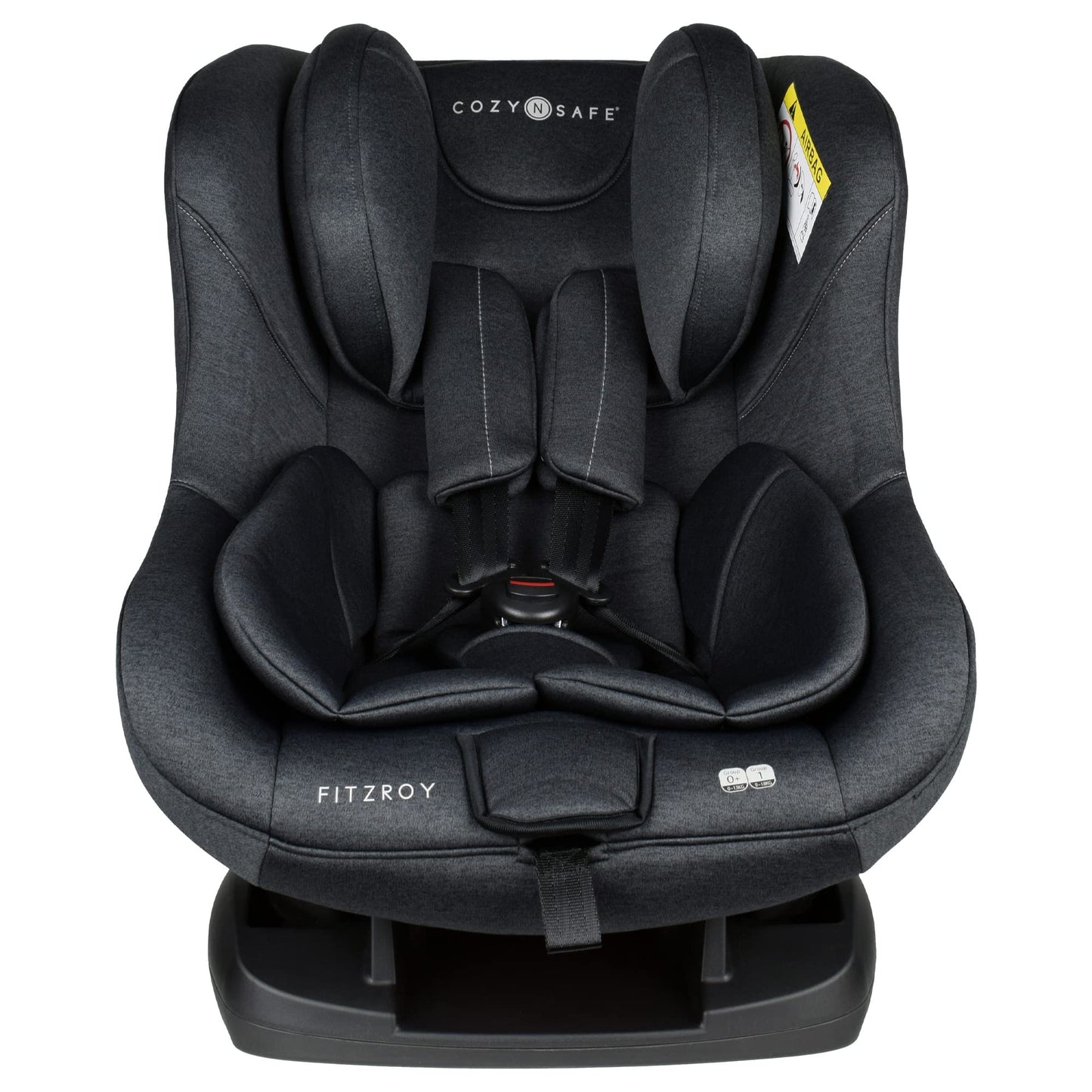 Cozy N Safe Fitzroy Group 0+1 Car Seat 0-18KG, Birth - 4 Years, 5 Point Harness, 4 Position Recline, Rear Facing from Birth to 13kg/ Forward Facing from 9kg to 18kg, Deep Padding - Graphite