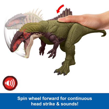 Mattel Jurassic World: Chaos Theory Netflix - Battle Roarin’ Becklespinax Dinosaur Action Figure Toy, Rampage Head Strike, Chomp, Roars & Snarls, Extending Tail Spikes, Ages 4 Years & Up, HXF52
