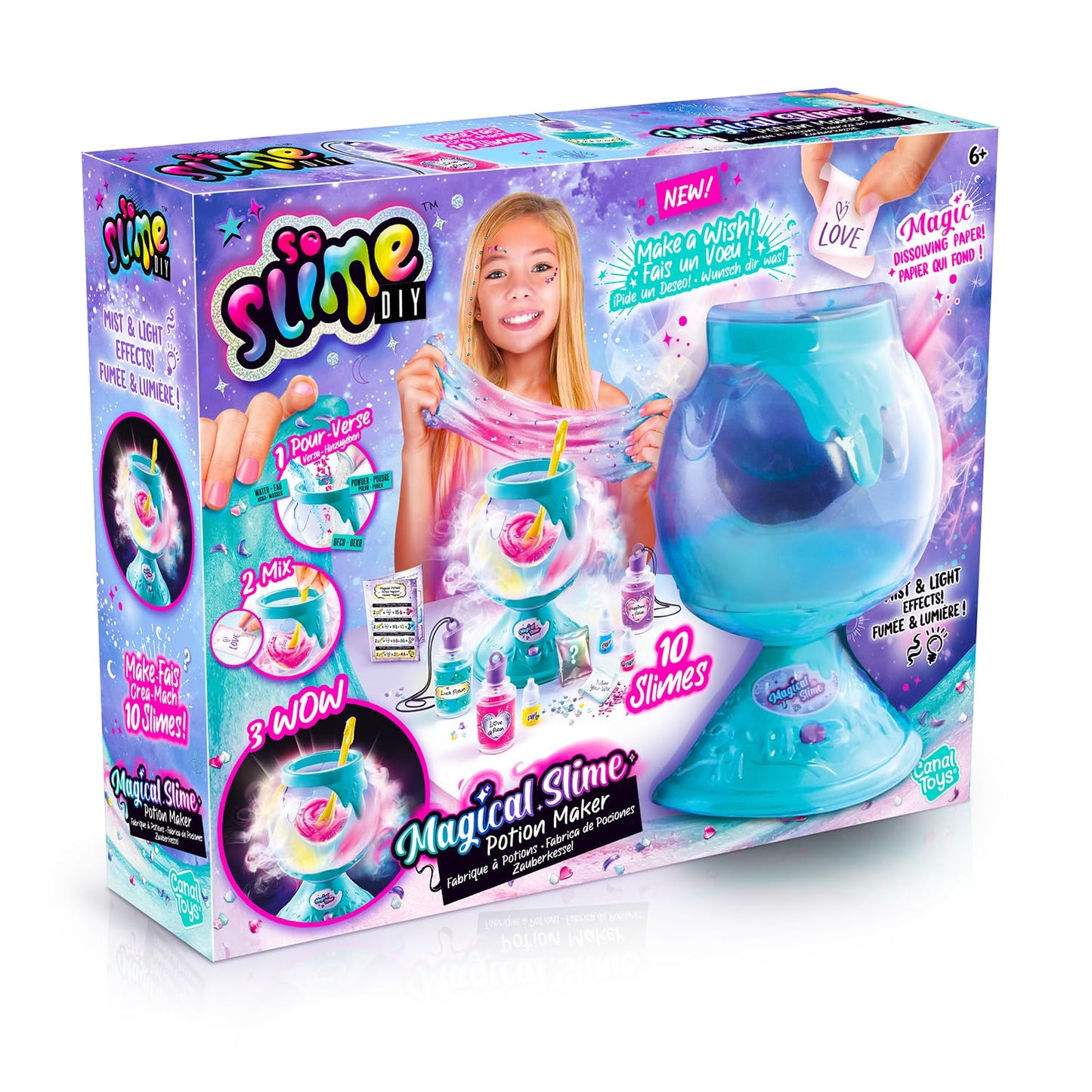 Canal Toys So Slime Magic Potion Factory slime making kit with smoke and light effects for children 6+, featuring surprise powders.