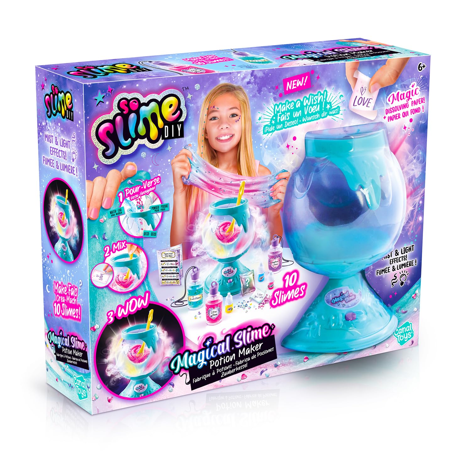 Canal Toys So Slime Magic Potion Factory slime making kit with smoke and light effects for children 6+, featuring surprise powders.