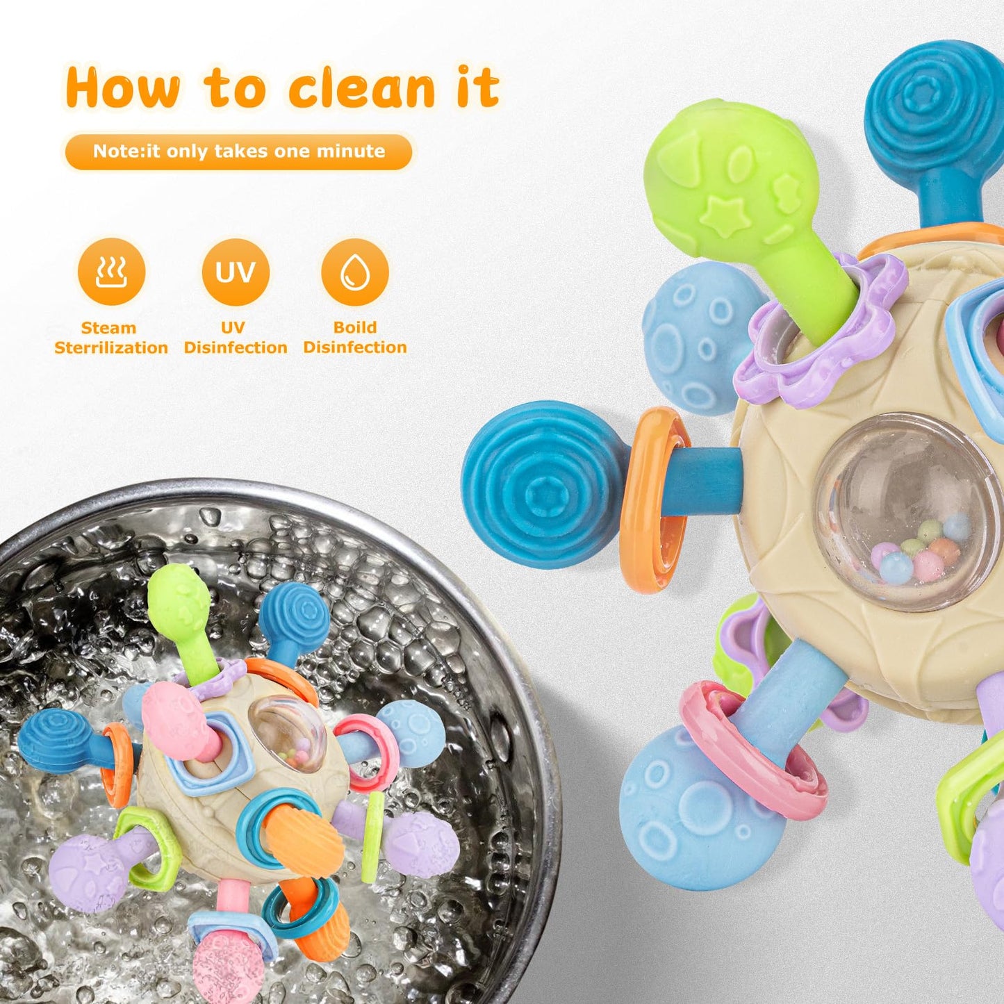 Baby Toys 0-6 Months, Baby Montessori Sensory Teething Toys, Activity Baby Ball,Newborn Rattle Teether Toys Developmental Early Educational Toys for 3 6 9 12 Month Boys Girls Gifts