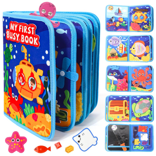 LZDMY Baby Montessori Busy Book for 2 3 Year Olds Boys Girls, Toddlers Educational Sensory Activity Books, Ocean Book Busy Board, Babies Birthday Gifts