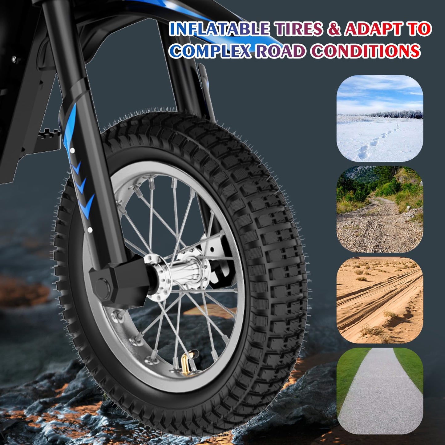 EVERCROSS EV12M Kids Ride On Motorcycle, Electric Motorcycle with 300W Motor, 5/7.5/15.5 MPH Speed Modos, 9.3Miles Long-Range, 12'' Pneumatic Tire, Motor Cross for Ages 3-12 Children