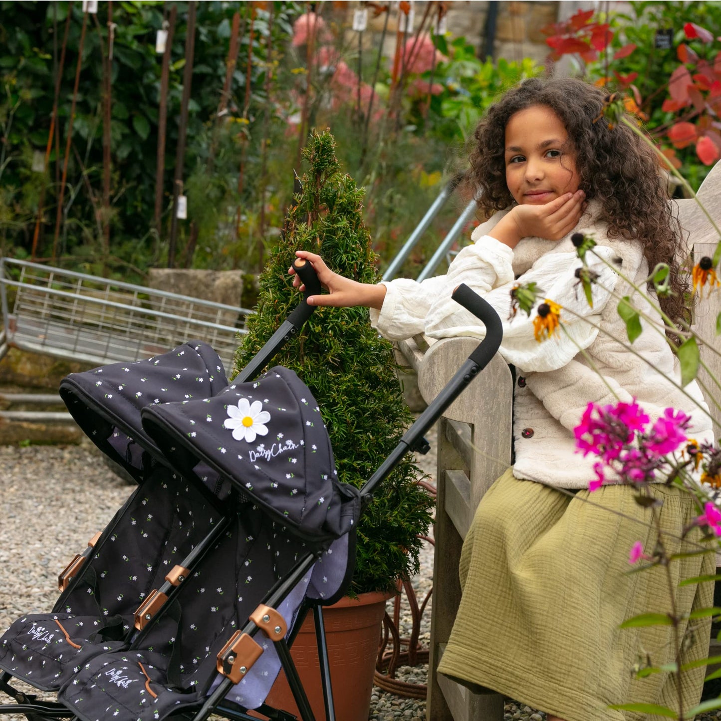 Daisy Chain Zipp Twin Max Dolls Pushchair – Adjustable handles from 76-82cm. For ages 4,5,6,7,8 or 9 years. (Limited Edition Twilight)