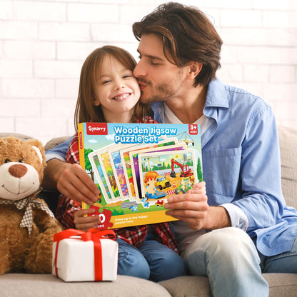 SYNARRY Wooden Jigsaw Puzzles for Kids 3 4 5 6 7 8 Year Olds, 6 Packs 60 Piece Children’s Jigsaw Puzzles Age 4-8 Boys Girls