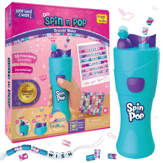 Imagimake Spin n Pop DIY Bracelet Making Kit | Jewellery Craft Kits for Kids | Friendship Bracelet Maker | Make Your Own Beads | Teenage Girls Gifts | 8 Year Old Girl Gifts | Gifts for Teenage Girls