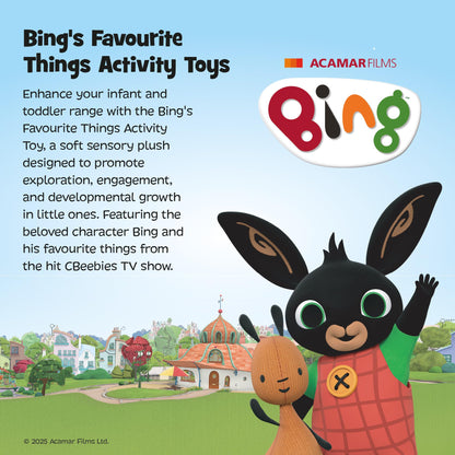 Rainbow Designs Bing's Favourite Things Activity Toy - Soft Sensory Baby Toys with Crinkly Fabrics, Teething Textures & Clip for Infants & Toddlers Developmental Play