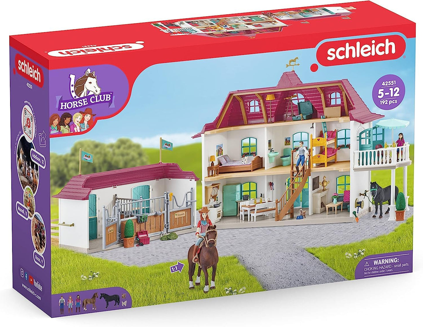 SCHLEICH Horse Club - Lakeside Country House and Stable Horse Play Set, 192 Piece Detailed Doll House and Horse Toy Accessories for Girls and Boys Ages 5+