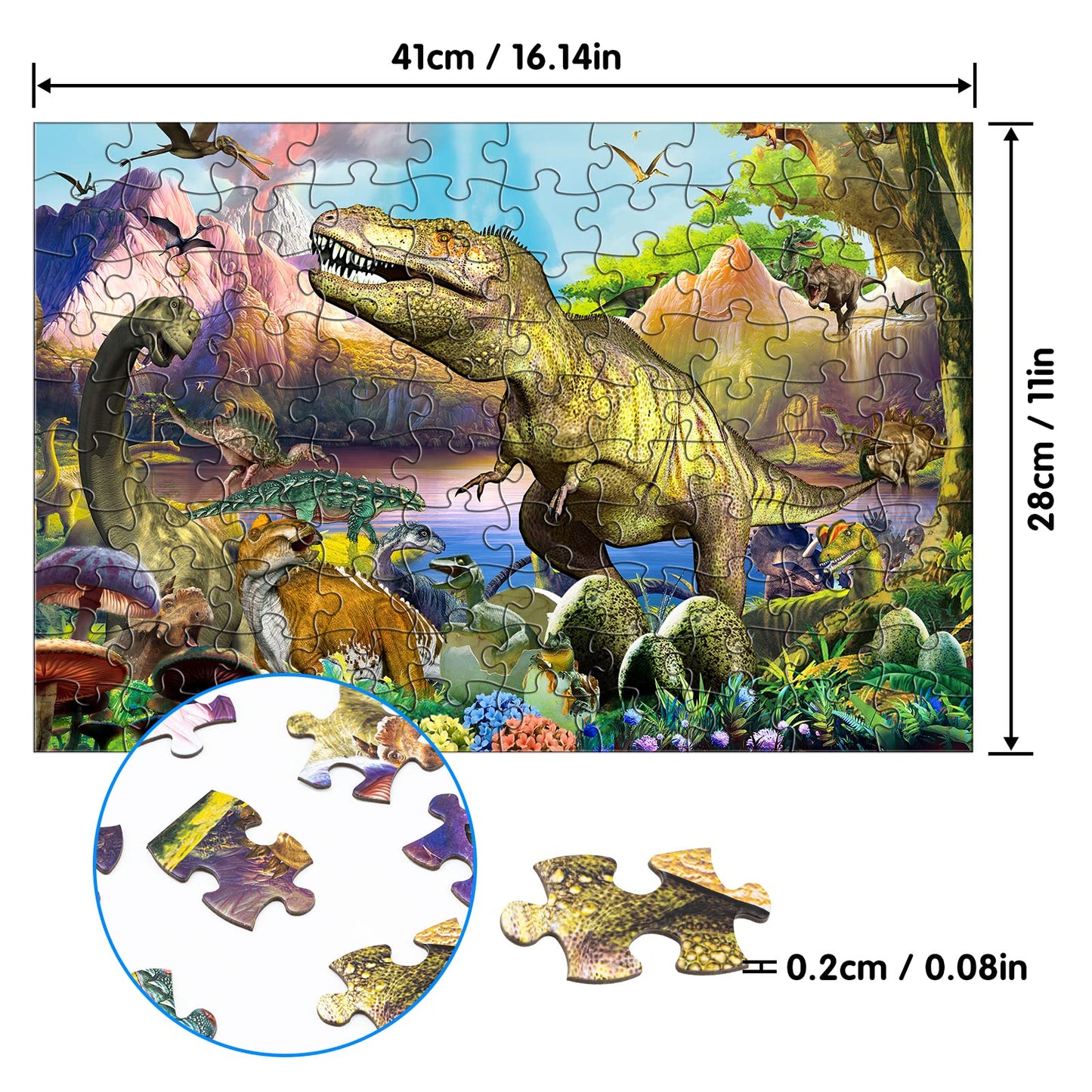 Sitodier Dinosaur Puzzles for Kids, 100 Piece Jigsaw Puzzles for Kids Ages 4-8, Learning Educational Puzzle Toys for Toddlers Boys Girls 4 5 6 7 8 Years Old