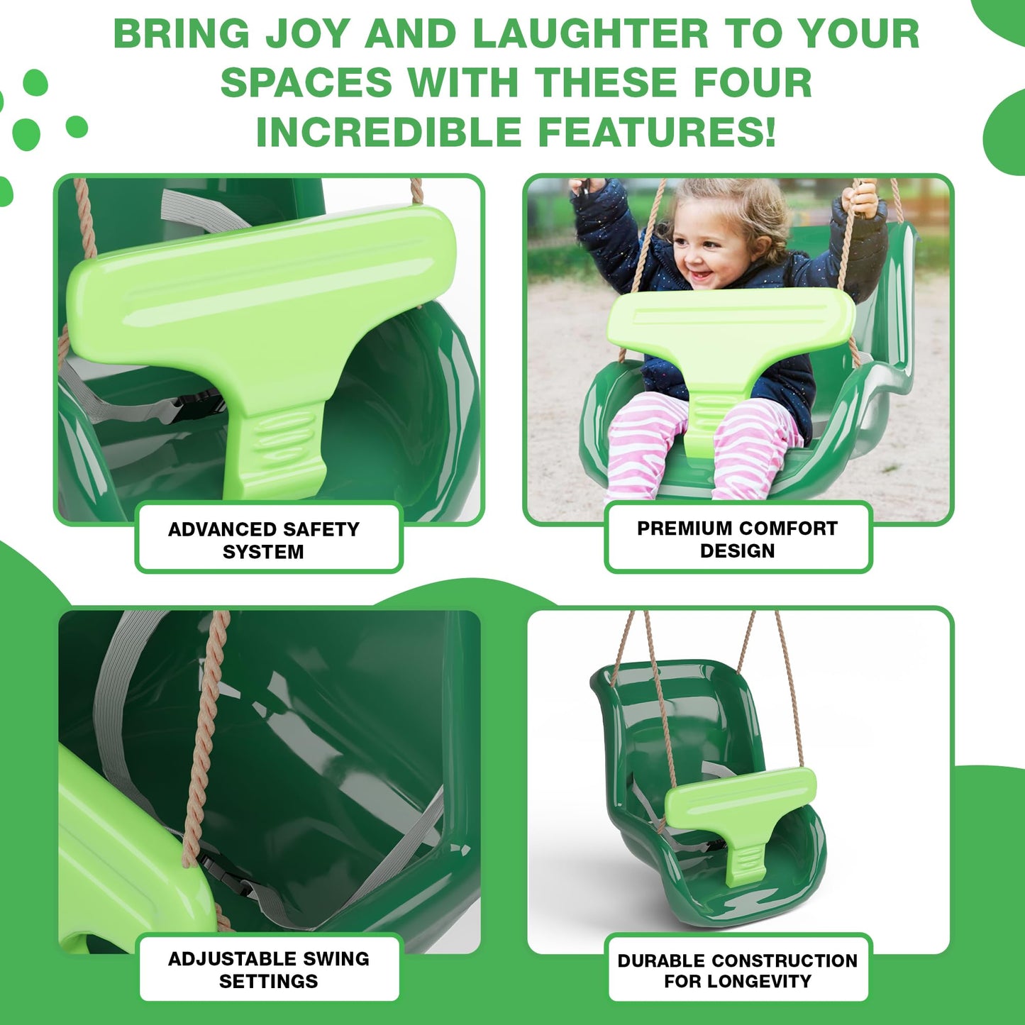 Deluxe Baby Swing Seat - with Secure Safety System