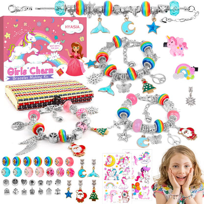 Unicorn Gifts for Girls - Arts Crafts Jewellery Bracelet Making Kit for Kids Age 7 8 9 10+ Year Old, Christmas Birthday Presents, Advent Calendar Stocking Fillers for Children