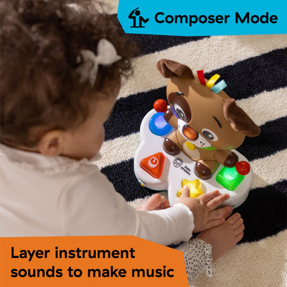 Baby Einstein Drum & Learn Dean musical toy with colorful drums and sensory features for babies 6 months and up.