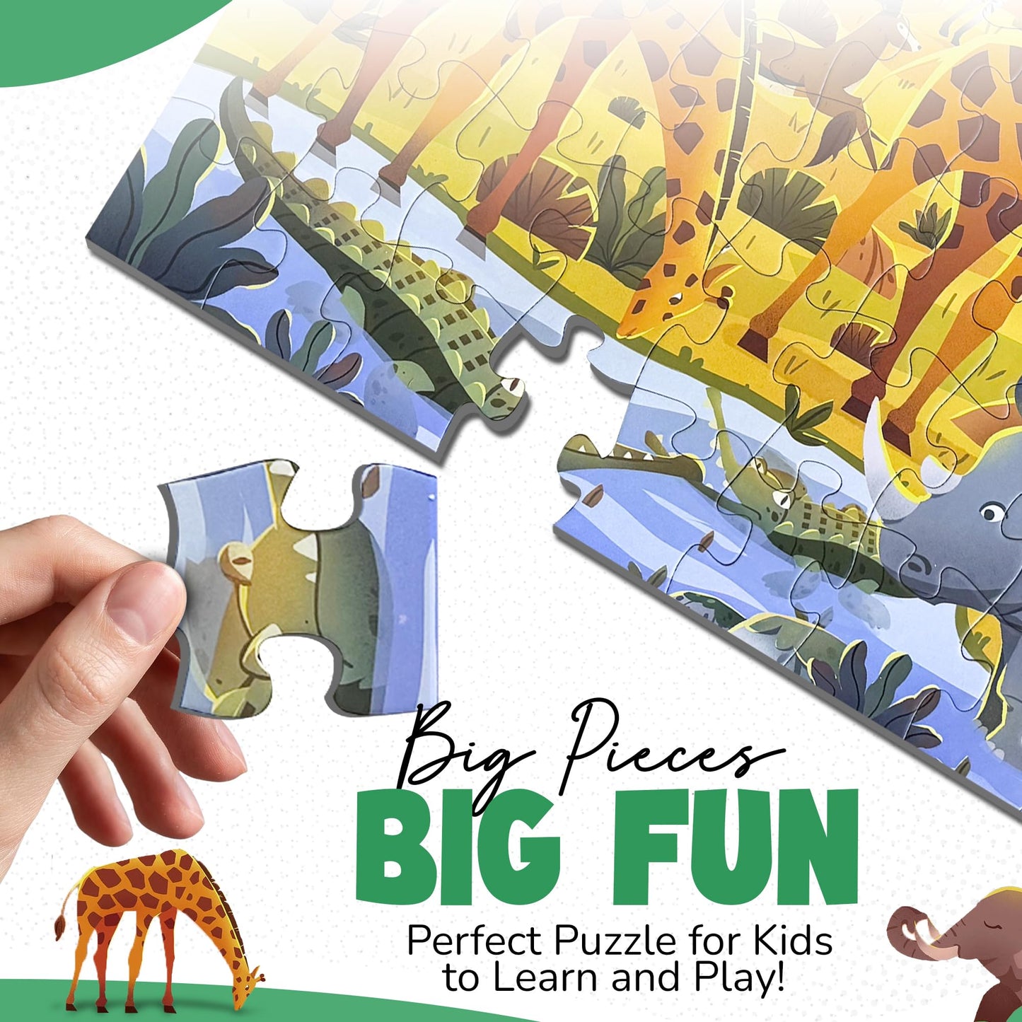 Safari Puzzle for Kids Ages 3–8 – 60-Piece Montessori Floor Puzzle for Boys & Girls | Travel Toy, Toddler Learning Game & Gift for 3 4 5 Year Olds | Migratory Wonders Jigsaw
