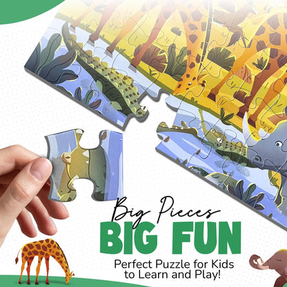 Safari Puzzle for Kids Ages 3–8 – 60-Piece Montessori Floor Puzzle for Boys & Girls | Travel Toy, Toddler Learning Game & Gift for 3 4 5 Year Olds | Migratory Wonders Jigsaw