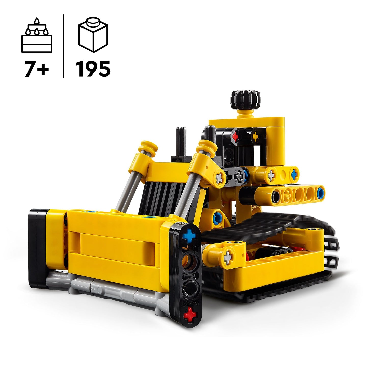 LEGO Technic Heavy-Duty Bulldozer set showcasing a detailed construction vehicle with realistic features for imaginative play.