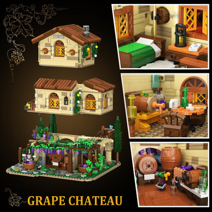 INSOON Winery Chateau House Building Set with Lights, Vineyard Castle Construction Model Home Decor, 1826 PCS Vine Estate Autumn Cabin Building Block Kit Gift for Mothers Day Adults Teens Boys Girls