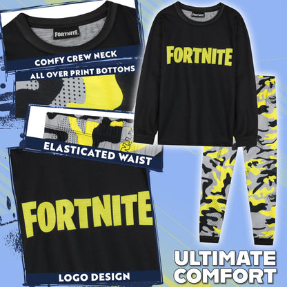 Get Trend Fortnite Boys Pyjamas Set, Long PJs for Kids & Teenagers, Cosy Loungewear Soft Nightwear, Gamer Gifts for Boys (9-10 Years, Yellow Fortnite)
