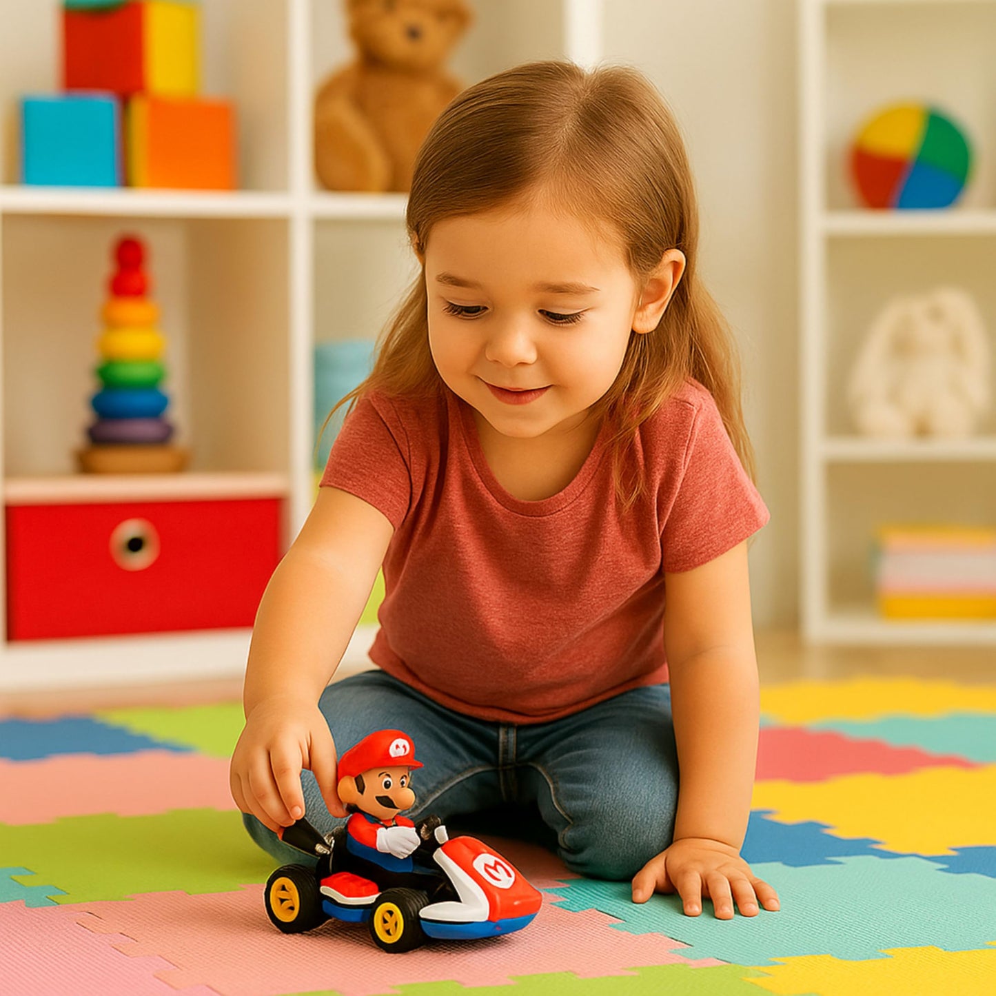 HMIR Mario Kart friction pull-back car, official Nintendo toy, scale 1:43, wind-up racing car for kids ages 3 and up.