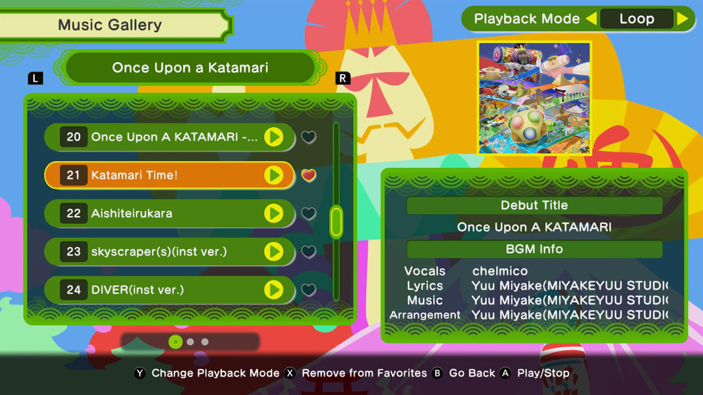 PlayStation 5 game case for Once Upon a Katamari by Bandai Namco, featuring colorful cover art with characters and game title.