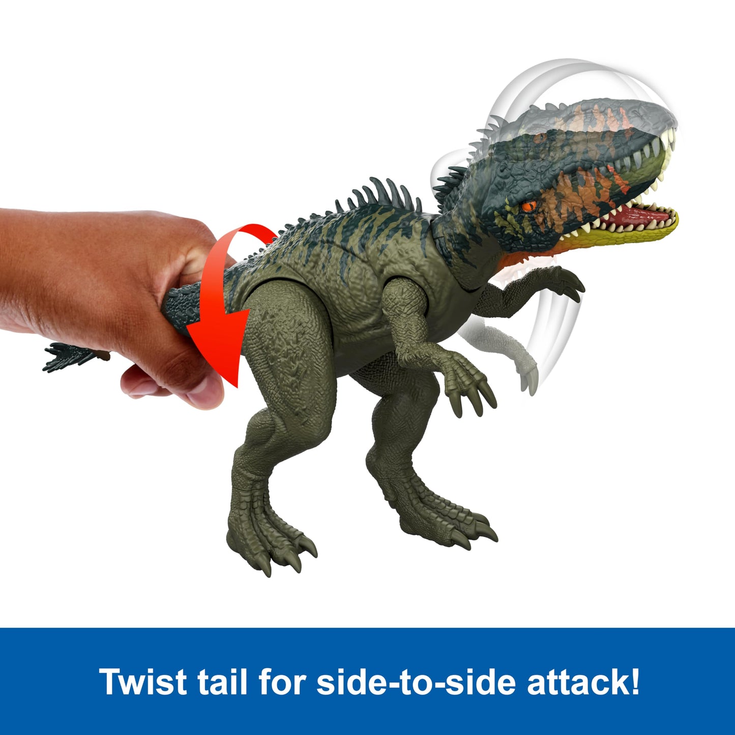 Mattel Jurassic World Rebirth Gigantic Thrashers Tyrannotitian Dinosaur Figure Toy, 2 Tail Activated Rampage Attacks, Digital Play, JCL75