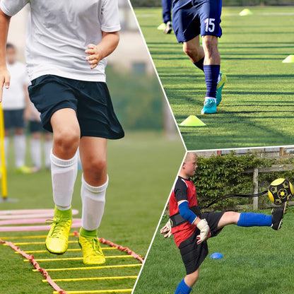 YHOTOGEA Football Training Equipment for Kids, Speed Agility Training Set, Agility Ladder 12 Rung 6M, Football Kick Trainer, 12 Disc Cones, Skipping Rope, Football Training Kit for Soccer Training