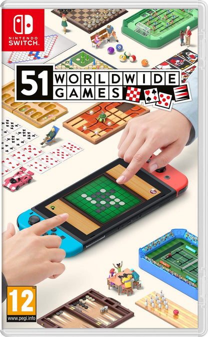 Nintendo 51 Worldwide Games for Nintendo Switch displayed on screen, featuring colorful game icons and gameplay scenes.