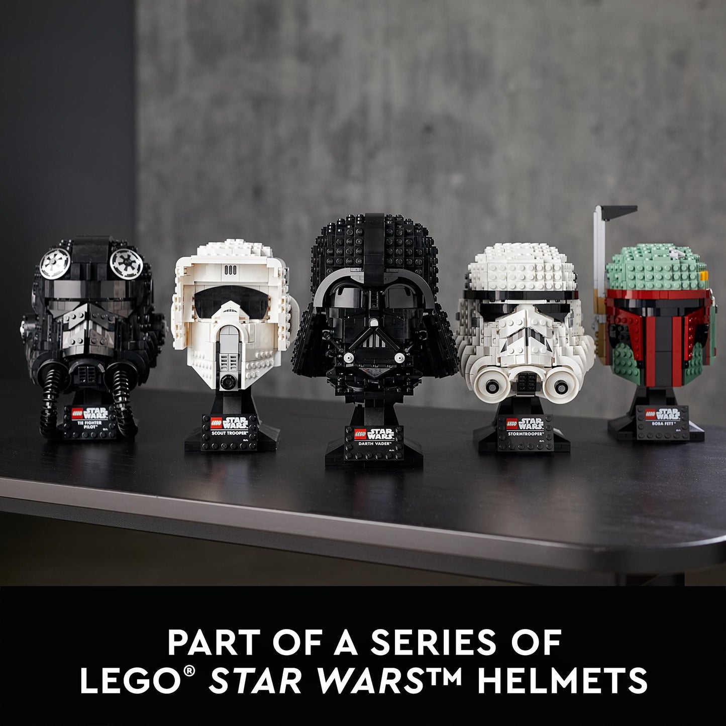 LEGO Star Wars Darth Vader Helmet set displayed as a detailed model kit for adults, showcasing intricate design features.
