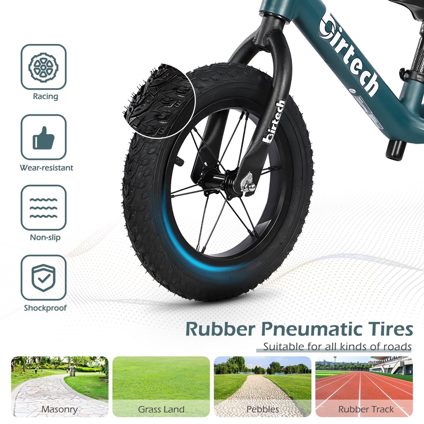 Hello-5ive 12" Balance Bike for 2, 3, 4, 5 Year Old Boys and Girls, Lightweight Nylon Frame Toddler Training Bike No Pedal Bikes for Kids with Adjustable Seat and Air Tires (Green)