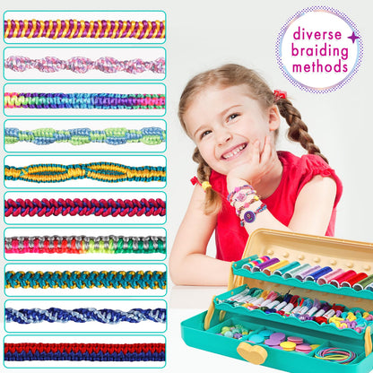 Friendship Bracelet Making Kit with Storage Box,DIY String Bracelet Arts and Craft for Girls Aged 8-12,Kids' Travel Activity Toy Set, Birthday Gifts for Ages 6 7 8 9 10 11 12 Year Old (Yellow/Blue)
