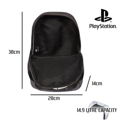 Popgear boy's PlayStation logo backpack in black, kids' luggage with adjustable straps and spacious main compartment.
