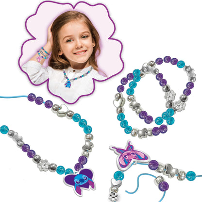 Lisciani - DISNEY STITCH - Friendship Jewellery Creation Kit with Jewellery Box - For children aged 7 and over - Stitch Necklaces and Bracelets Creation - With Pearls, Charms, Threads & Accessories