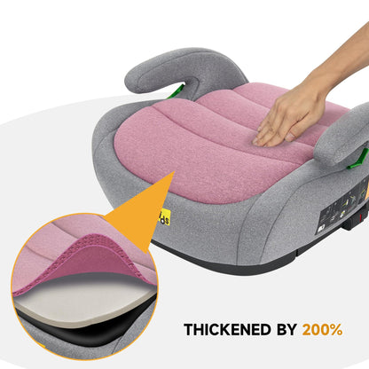 Jovikids I-Size Booster Seat for Car with ISOFIX, 125-150cm (Group 2/3, 6-12 Years), Portable Booster Seat for Kids, Comfortable, Compact, Convenient for Everyday Use, Great for Travel, ECE R129, Pink