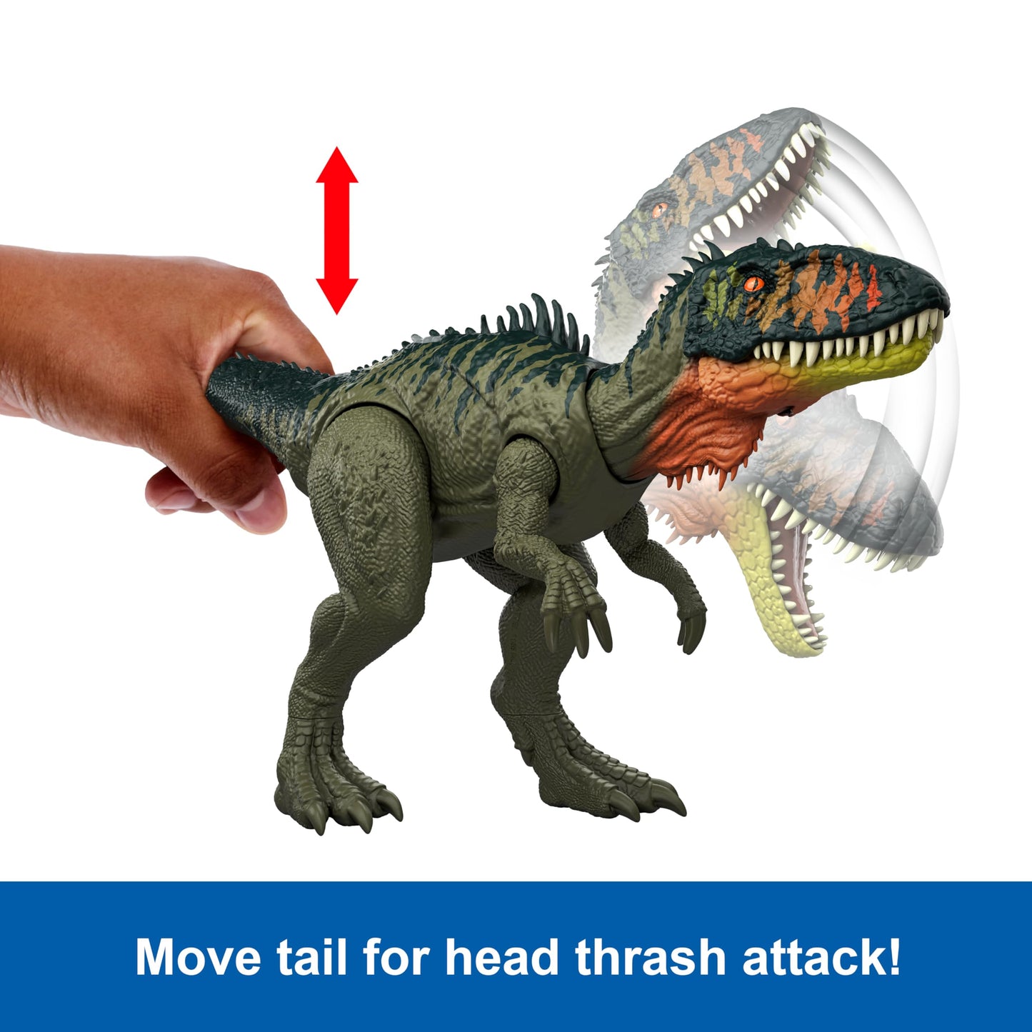 Mattel Jurassic World Rebirth Gigantic Thrashers Tyrannotitian Dinosaur Figure Toy, 2 Tail Activated Rampage Attacks, Digital Play, JCL75