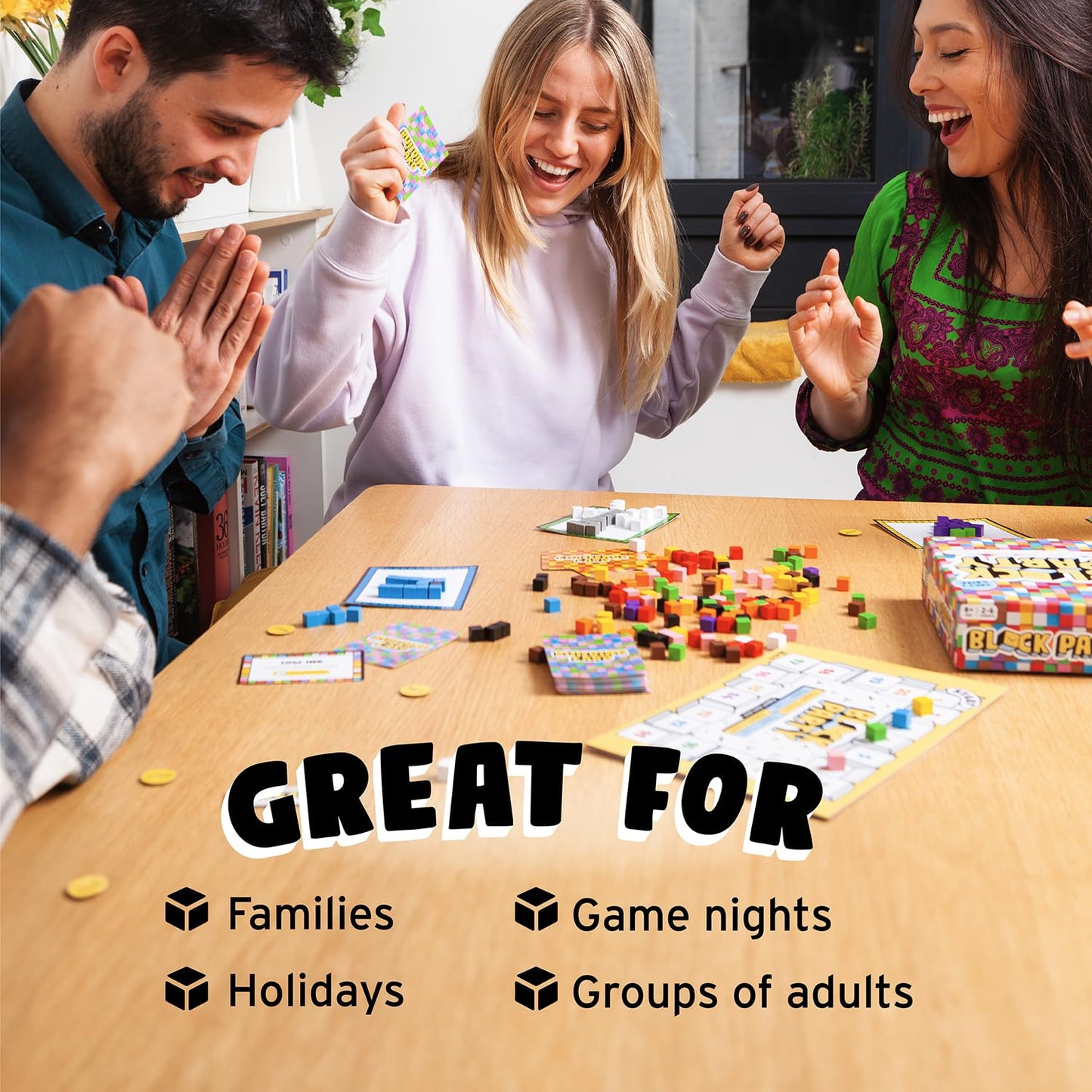 Block Party: Colourful Block Building Family Board Game for Kids Aged 8+, Adults, Teens | Perfect Christmas Game