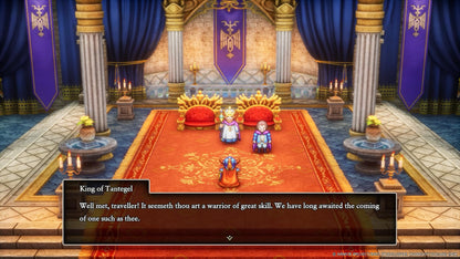 Square Enix Dragon Quest I & II HD-2D Remake for PS5 game case with colorful cover art featuring fantasy characters and vibrant scenery.
