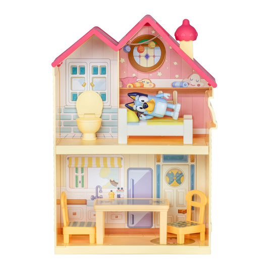 Bluey Mini Home Playset Compact House Playset With Carry Handle Three Different Rooms Kitchen, Bedroom and Bathroom Includes Figure With 5 Play Pieces