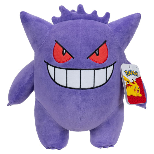12-inch Pokémon Gengar plush toy featuring authentic details, perfect for kids and collectors.