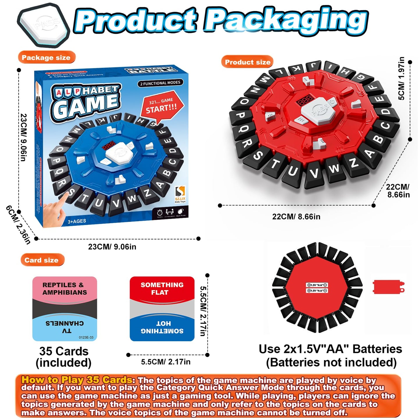 Word Game Family Board Games for Kids & Adults with 2 Modes,220 Topic Categories 24 Letters Pressing Game,Fun Fast-Paced Puzzle Games for Boys Girls Age 3+, 2-8 Players,Christmas & Birthday Gifts,Red