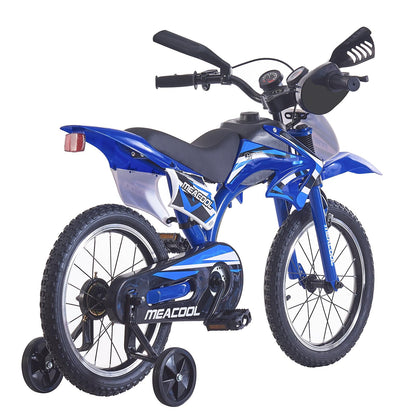 BSTSEL 16"/18"/20" Kids Bike Boys Motocross Bike Dazzling Motorcycle Bike Simulated Motorbike Sound Boys Bicycle Gift with Removable Stabilisers Wheels for Ages 4-12 Years Old (Blue, 16 inch Wheels)