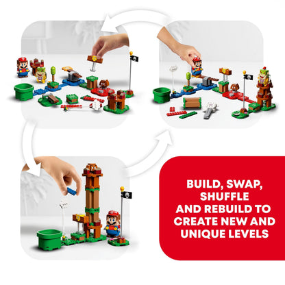 LEGO Super Mario Adventures with Mario Starter Course set featuring buildable Mario figure and interactive game components for kids