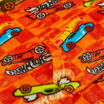 Hot Wheels Hoodie For Kids | Boys Oversized Hoodie Soft Fleece Blanket | Sherpa Hood Lining | Car Gift For Boys | One Size Fits All Age 4-10 Years Orange