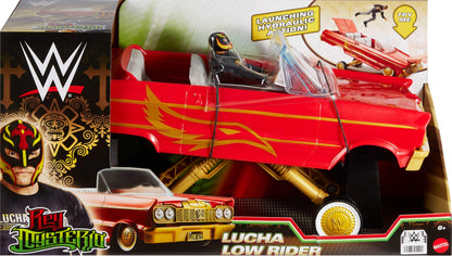 Mattel WWE Action Figure & Toy Vehicle Set, Rey Mysterio Main Event Figure & Lucha Low Rider Car with Launching Action & Hydraulics, HYT25