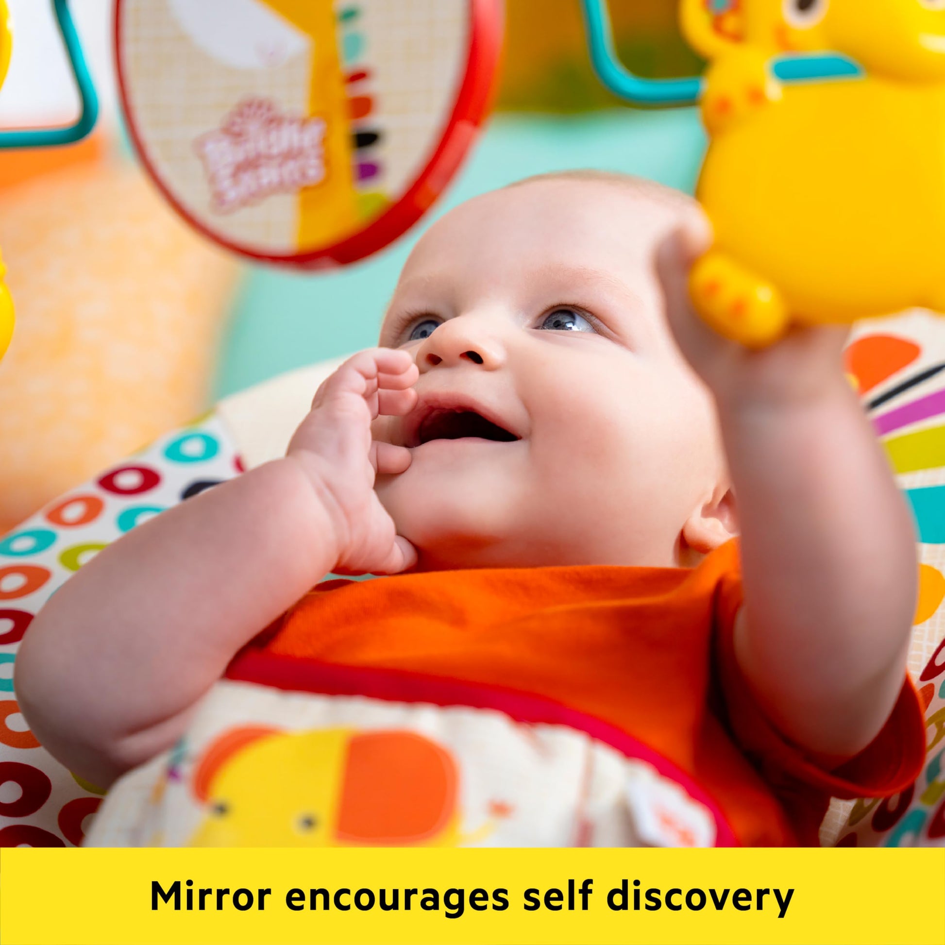 Bright Starts Playful Pinwheels Bouncer with colorful fabric and soft padding, designed for infants' comfort and entertainment.