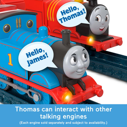 Thomas & Friends Toy Train, Motorized Talking Engine & Cargo Car/Tender Featuring Thomas from the Classic Series & All Engines Go, JDF25