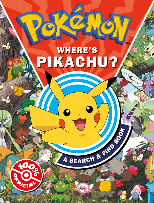 Pokémon Where's Pikachu? search and find book cover featuring Pikachu and vibrant illustrations by Farshore.