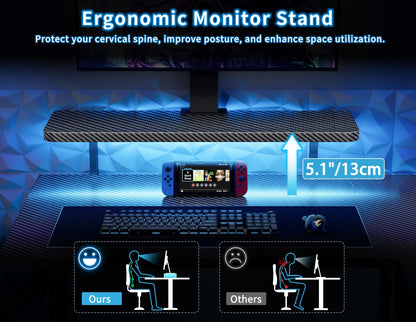 HOMIDEC Gaming Desk with LED Lights, 100CM Computer Desk with Monitor Stand, L Shaped Corner Desk with Headphone Hook and Shelves for Gaming Room, Bedroom, Office, Black