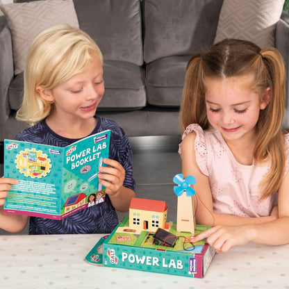 Galt Power Lab science kit for kids with solar panel and motor, featuring three experiments for educational STEM fun.