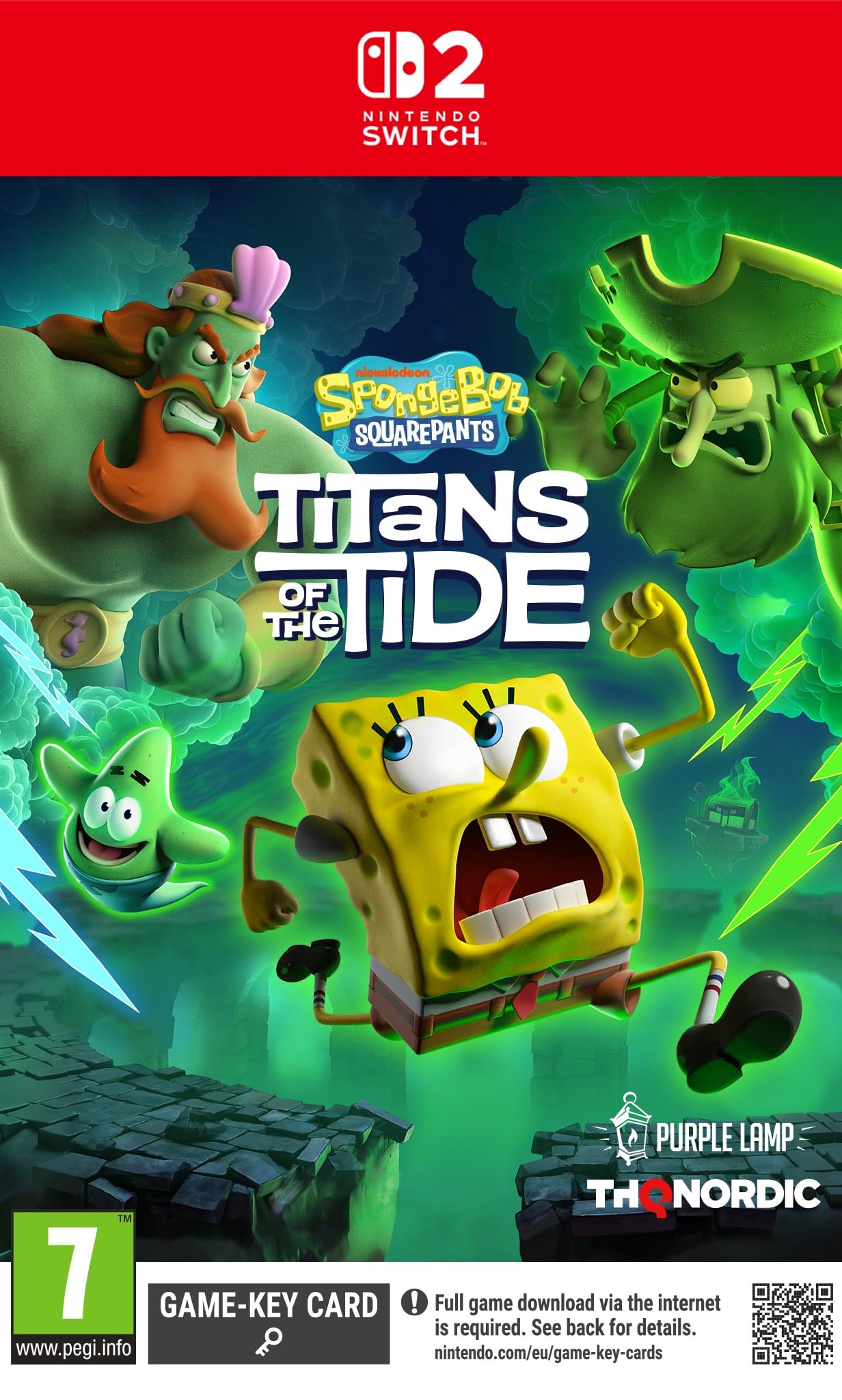 Nintendo Switch game case for SpongeBob SquarePants: Titans of the Tide by THQ Nordic, featuring SpongeBob on the cover.