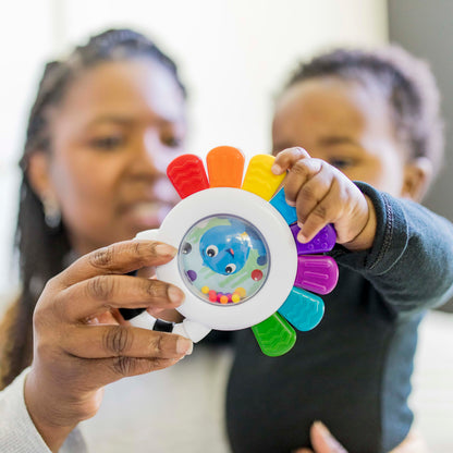 Baby Einstein Outstanding Opus The Octopus sensory rattle and teether toy for babies, BPA-free, chillable, suitable for ages 3 months and up.