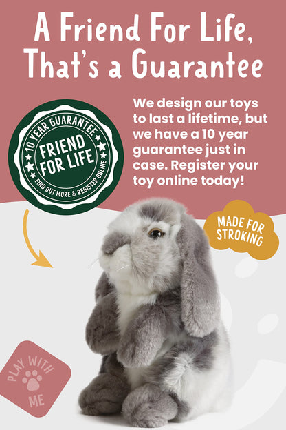 Living Nature Sitting Lop Eared Rabbit Stuffed Animal Plush Toy | Fluffy and Cuddly Rabbit Animal | Soft Toy Gift for Kids | Boys and Girls Stuffed Doll | Naturli Eco-Friendly Plushies | 18 cm
